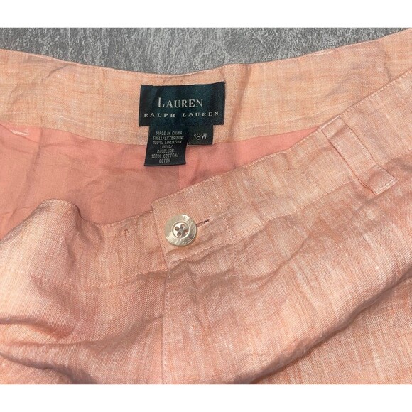 Lauren Ralph Lauren 18W Tangerine 100% Linen Cargo Pockets Beachy Coastal Comfy - Picture 6 of 10